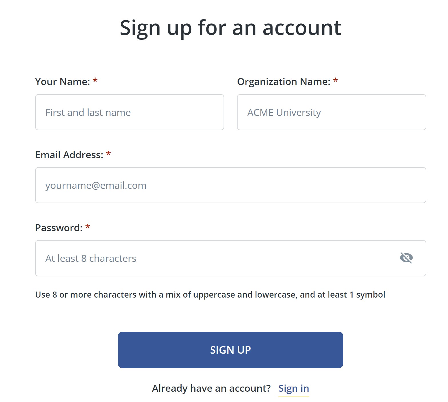 CREATE AN ACCOUNT